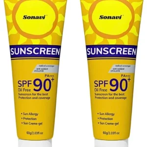 Sonavi Set Of 2 Super Bright Even Toned Sunscreen Gel SPF 90+ PA+++ - 60 g Each (100-120gm
